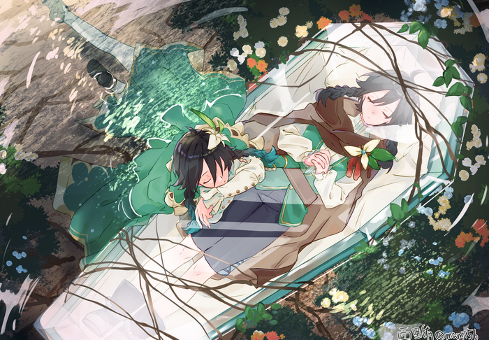 Venti Sleeping Peacefully with Companion from Genshin Impact