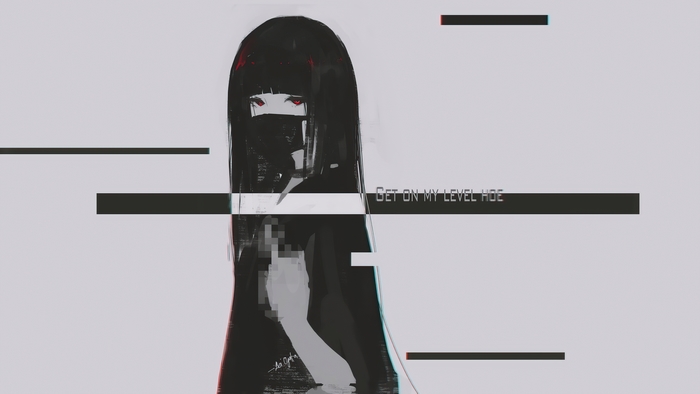 Anime girl with mask and red eyes