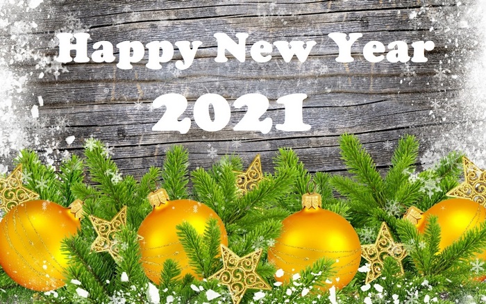 Happy New Year 2021 with Ornaments
