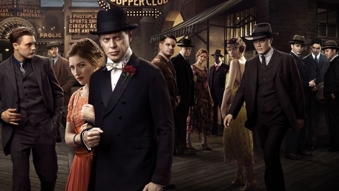 Boardwalk Empire cast on a boardwalk