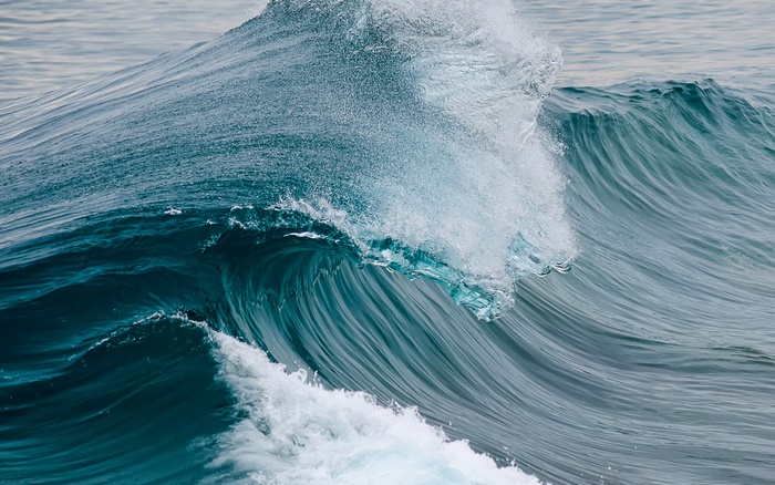 Ocean wave crashing with white foam