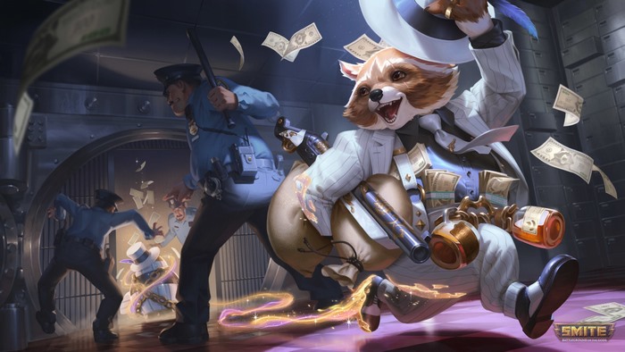 Danzaburou from Smite robbing a bank