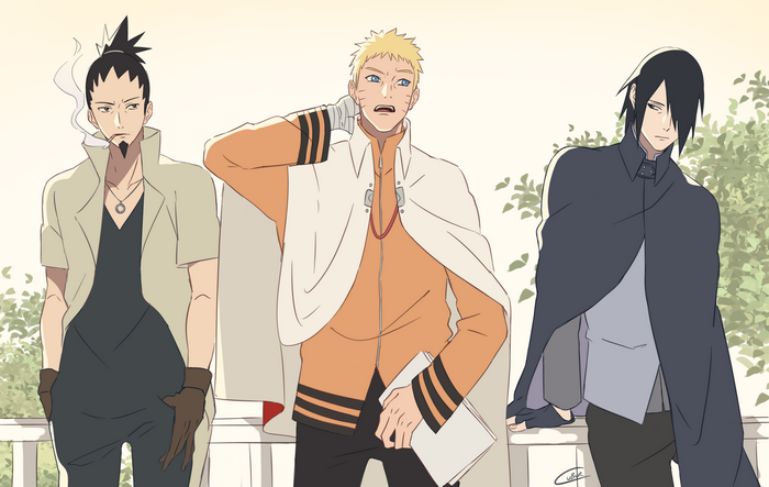 Shikamaru, Naruto, and Sasuke from Naruto