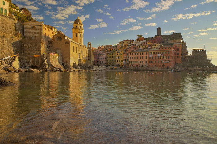 Vernazza, Liguria, Italy with colorful houses and church
