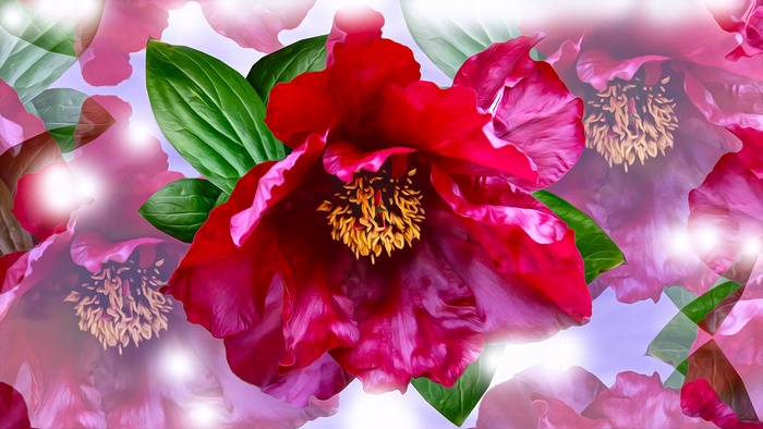 Artistic Red Peony Flower Close-up