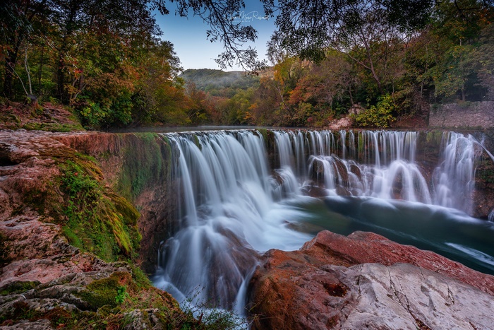 Vis River Waterfall in Saint Laurent le Minier, France during Fall