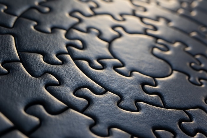 Close-up of a dark blue puzzle