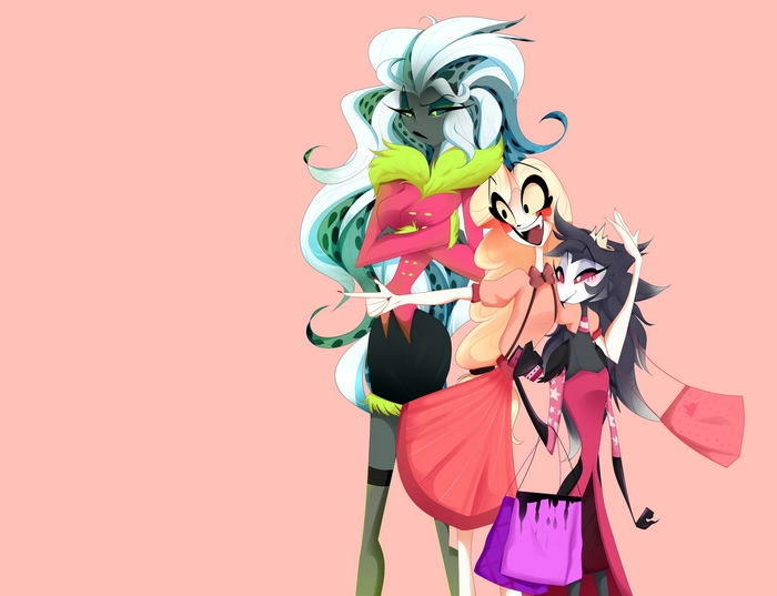 Helsa von Eldritch, Charlie, and Octavia from Hazbin Hotel