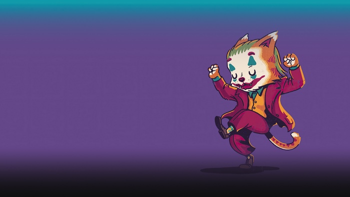 Cat dressed as Joker from DC Comics 4K