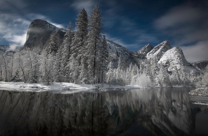 Yosemite National Park Winter Snow Merced River Reflection