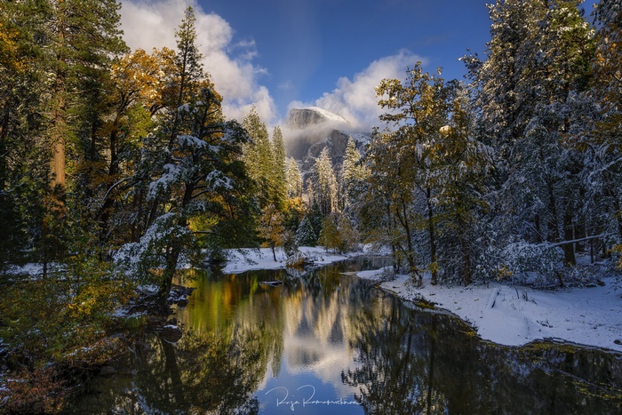 Half Dome reflection in Merced River, Yosemite National Park