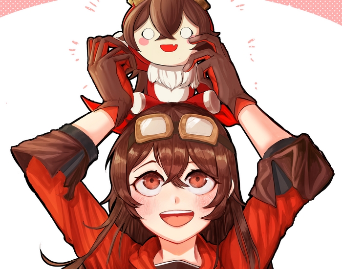 Amber from Genshin Impact holding a plush toy