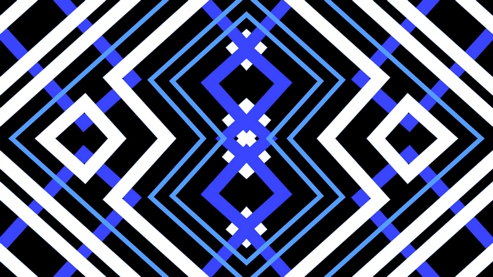 Geometric Pattern with Blue and White Lines on Black