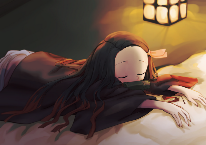 Nezuko Kamado sleeping by lantern light