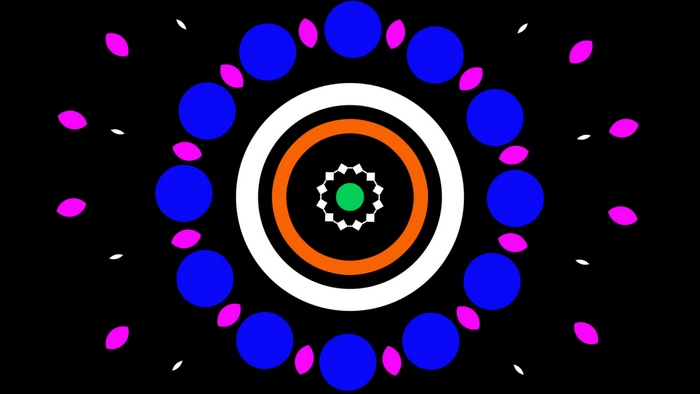 Colorful geometric mandala with circles and petals