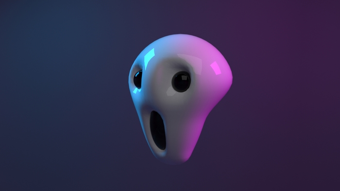 Scary ghost with glowing eyes