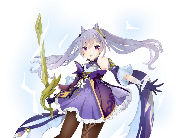 Keqing from Genshin Impact with sword