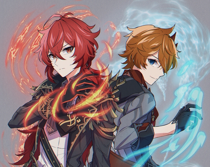 Diluc and Tartaglia from Genshin Impact