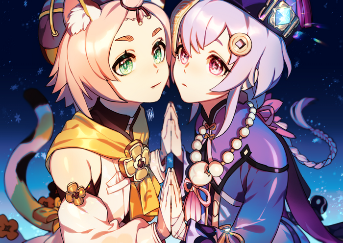 Qiqi and Diona from Genshin Impact