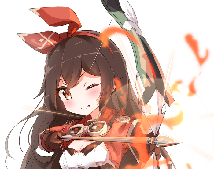 Amber from Genshin Impact aiming a bow