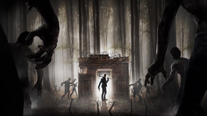 7 Days to Die survivor in a forest with zombies