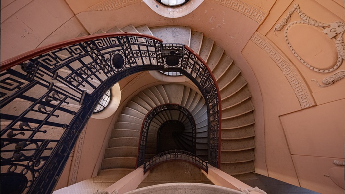 Spiral Staircase with Ornate Railing