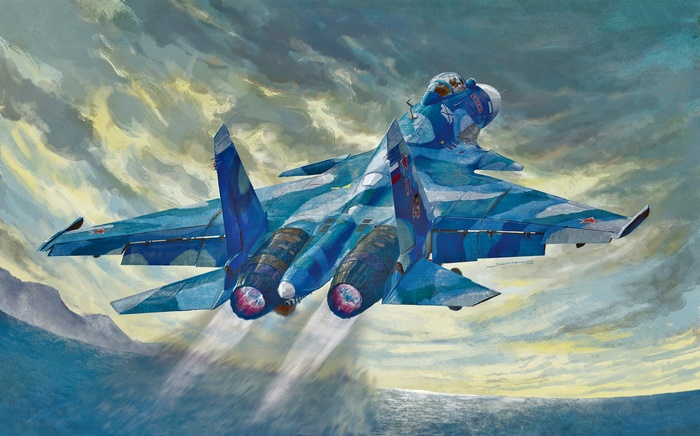 Sukhoi Su-33 Jet Fighter Flying Over Water
