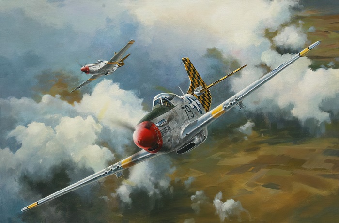 Two North American P-51 Mustangs in flight