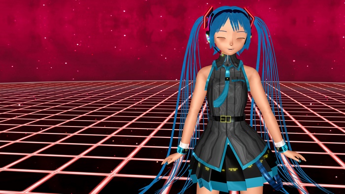 Hatsune Miku in a digital grid world