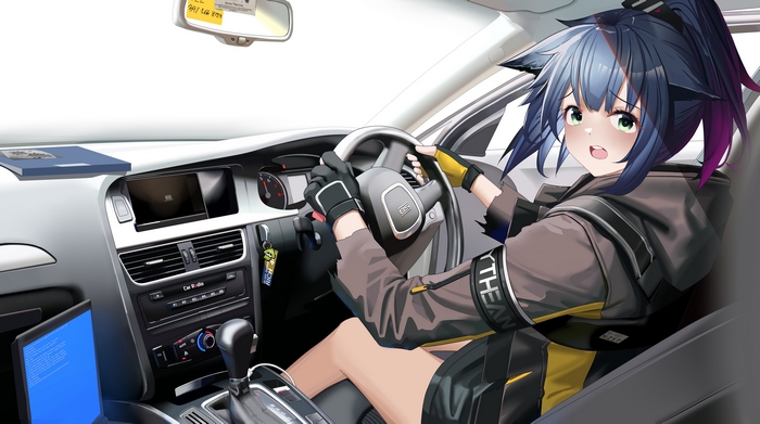 Jessica from Arknights driving a car 4K
