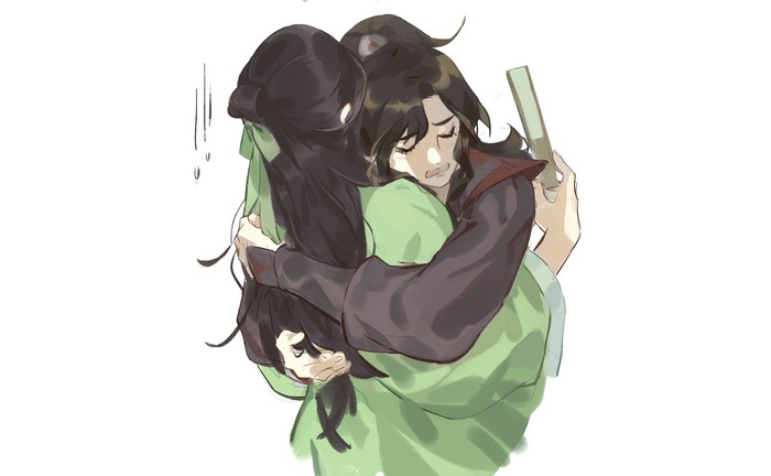 The Scum Villains Self-Saving System characters hugging