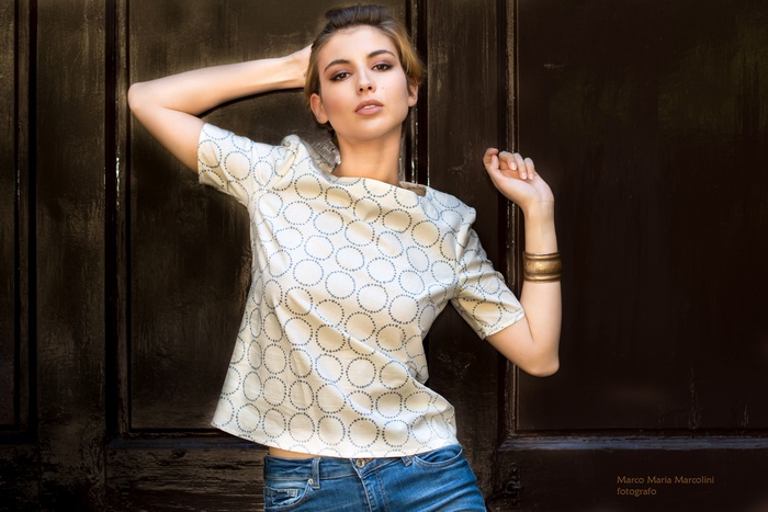 Elegant Female Model in Casual Outfit