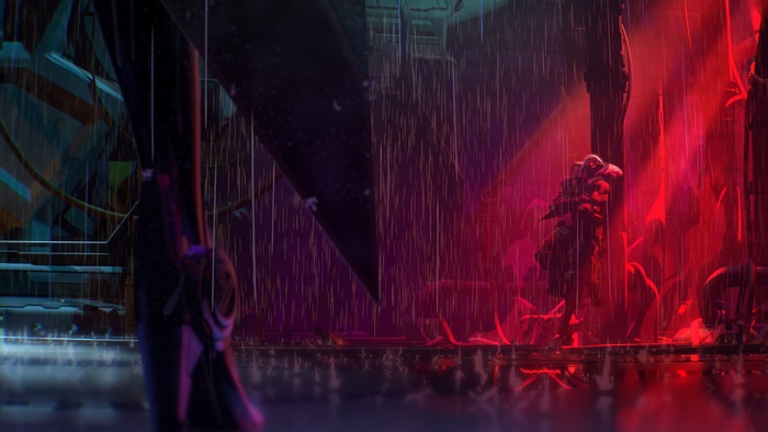Jhin from League of Legends in the rain