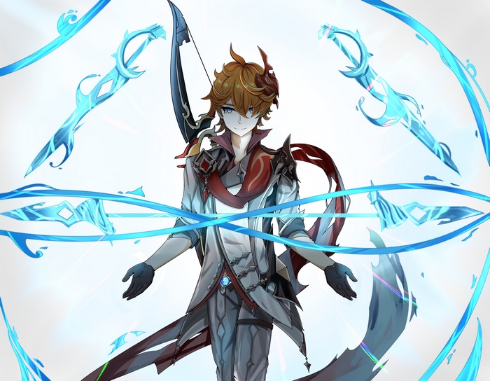 Tartaglia Childe from Genshin Impact with Hydro weapons