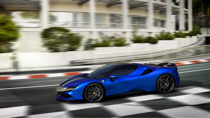 Blue Ferrari SF90 Spider 4K