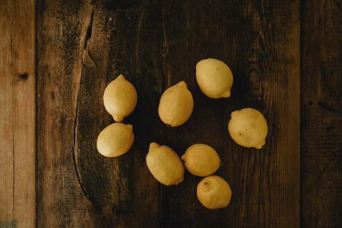 Lemons on a wooden table