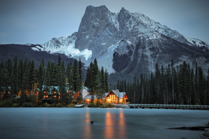 Mountain Lake with Lodge in Yoho National Park