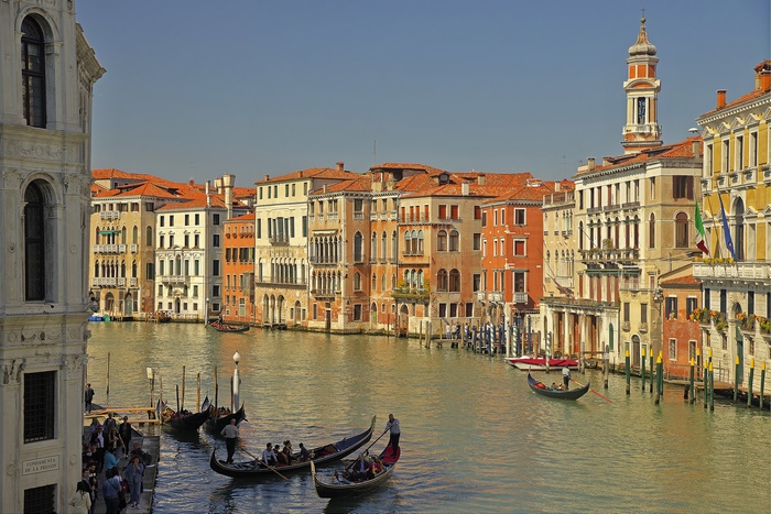 Venice Canal with Gondolas and Buildings