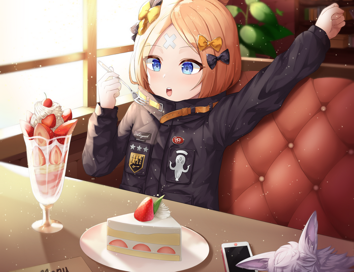 Abigail Williams from Fate/Grand Order eating dessert