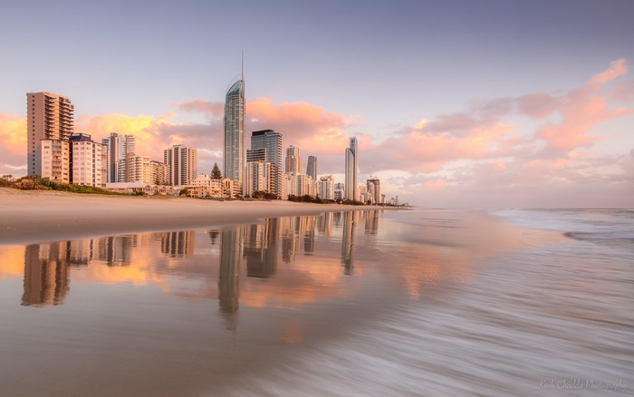 Sunrise over Gold Coast beach, Australia