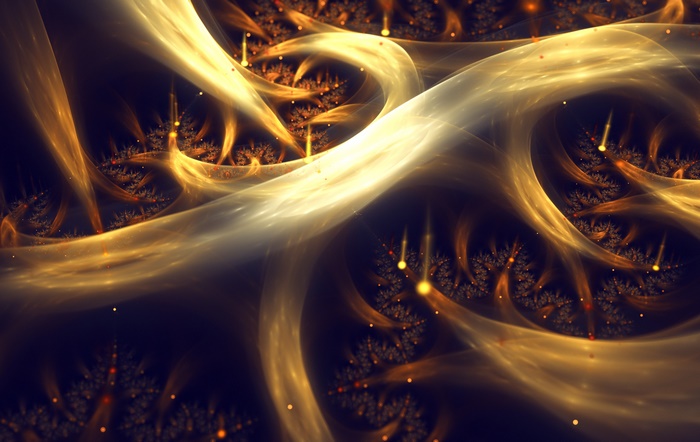 Abstract Golden Swirls and Sparks