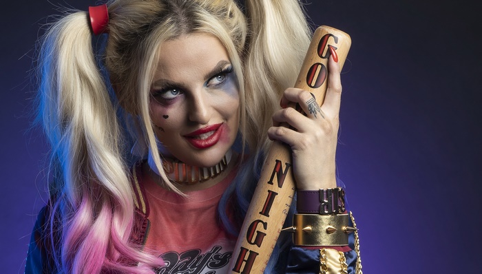 Harley Quinn Cosplay Woman Holding Baseball Bat