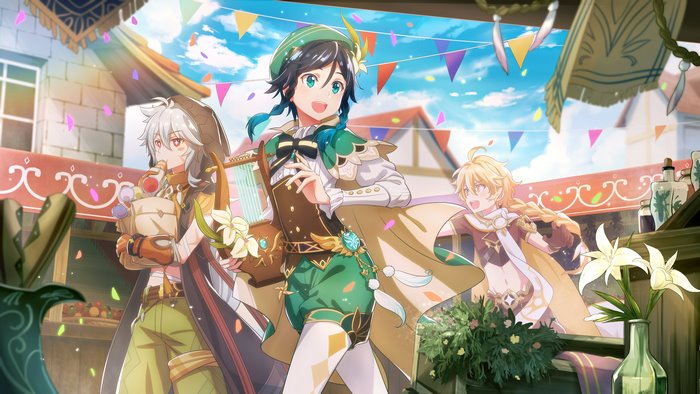 Venti, Razor and Aether from Genshin Impact 4K