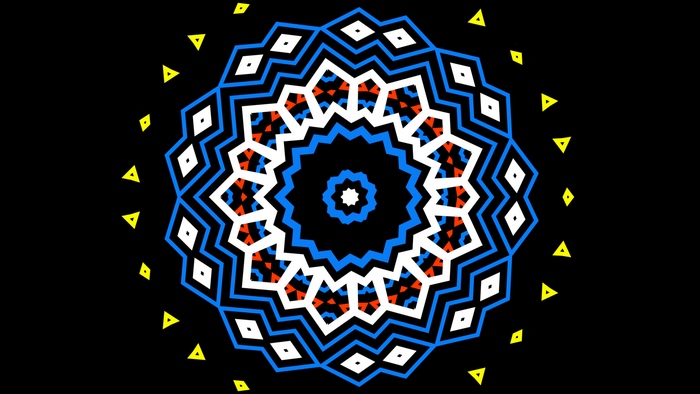 Kaleidoscope pattern with geometric shapes and colors