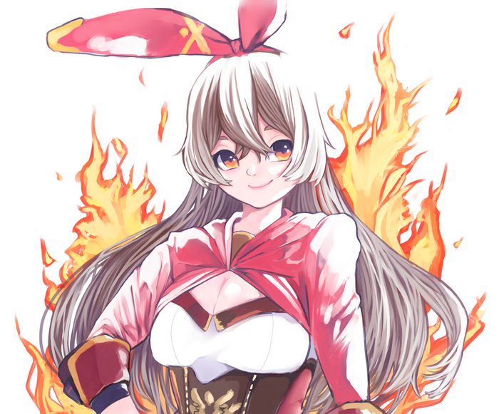 Amber from Genshin Impact with fire