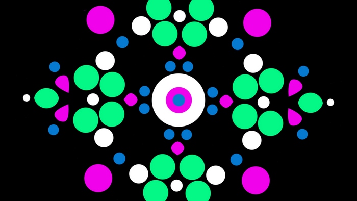 Colorful geometric pattern of circles and shapes