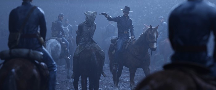 Execution of a prisoner by soldiers on horseback