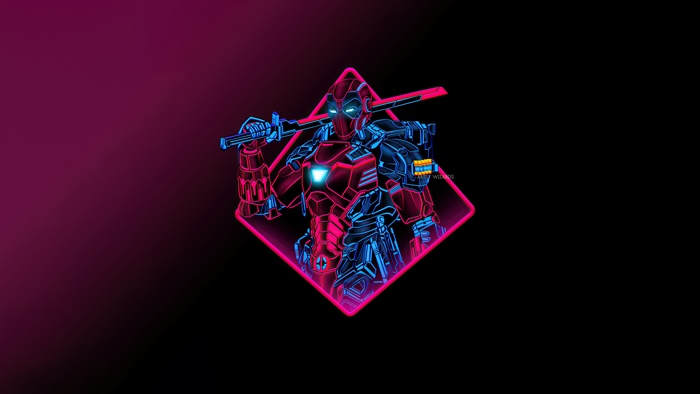 Deadpool in Iron Man Armor with Swords