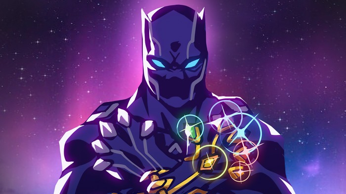 Black Panther with Infinity Stones in Space