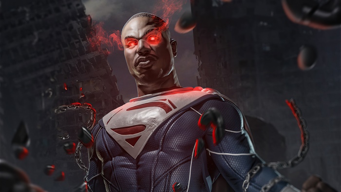 Superman from DC Comics with red eyes